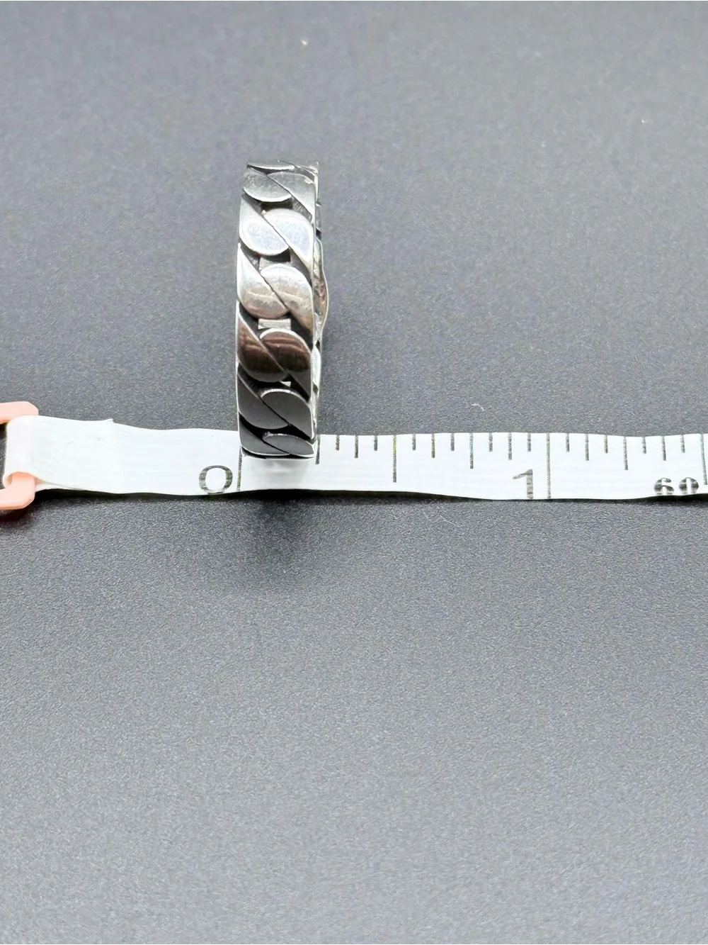 Gucci Sterling Silver Interlocking Curb Chain Ring Size 11